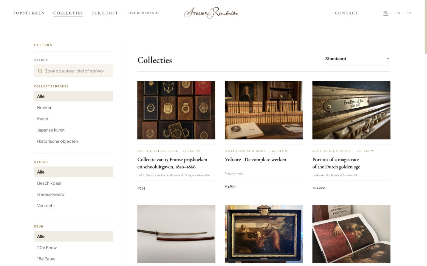 Website van Atelier Rembrandt