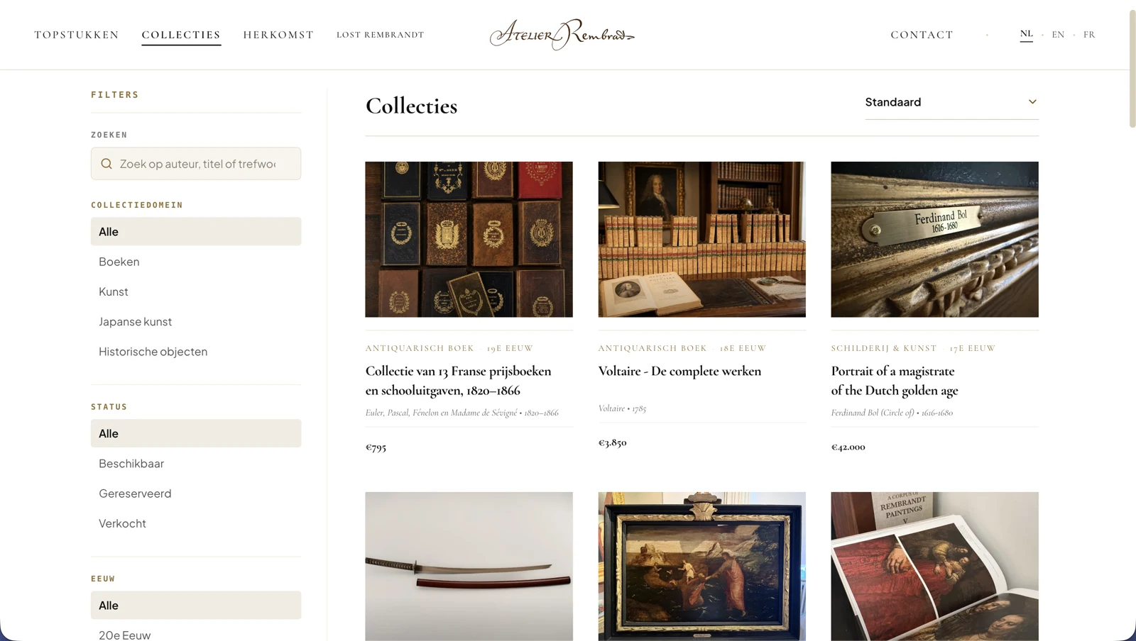 Publieke collectiepagina van Atelier Rembrandt
