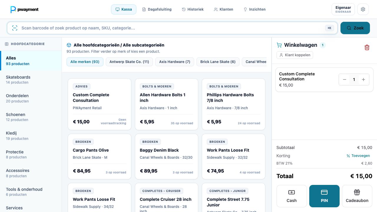 Voorbeeld van webapplicaties: PWAYMENT POS